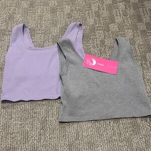 Purple and Gray Yoga Tops, yogalicious L girls